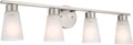 Kichler Stamos 4-Light Bathroom Vanity Light Fixture with Satin Etched Glass Shades, 26 in Modern Wall Light in Brushed Nickel for Bathroom Mirror (26 in x 8 in x 5 in), 55122NI