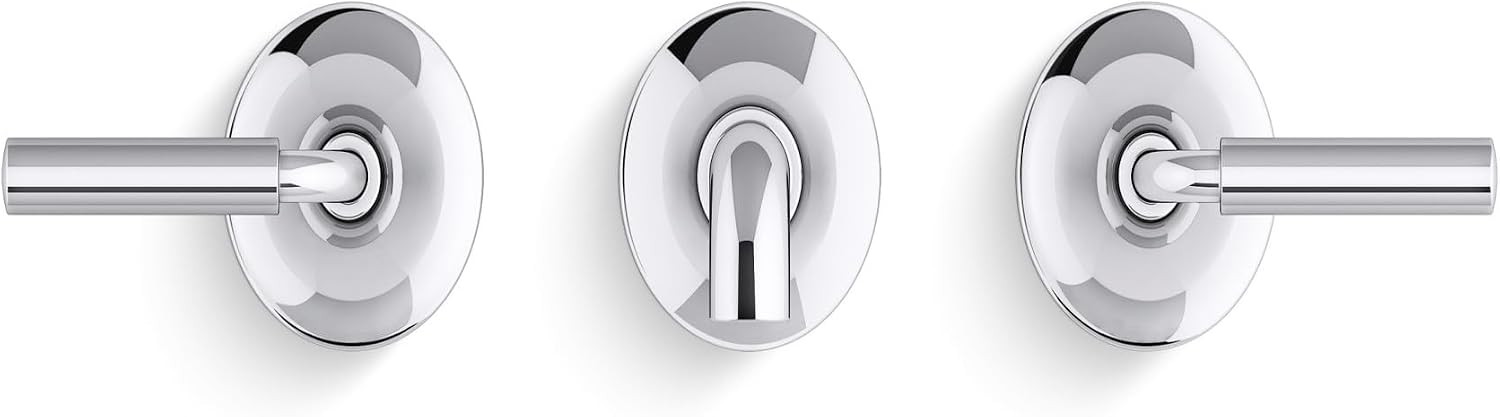 Kohler T26439-4-CP Tone Wall-Mount Bathroom Sink Faucet Set, Bathroom Faucet with Two Lever Handles, Polished Chrome