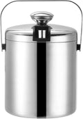 Ice Bucket Champagne Bucket 1.3L Ice Bucket With Lid And Filter Stainless Steel Ice Bucket Double Wall Ice Cube Container Bar Home Ice Bucket Ice Bucket Beverage Tub