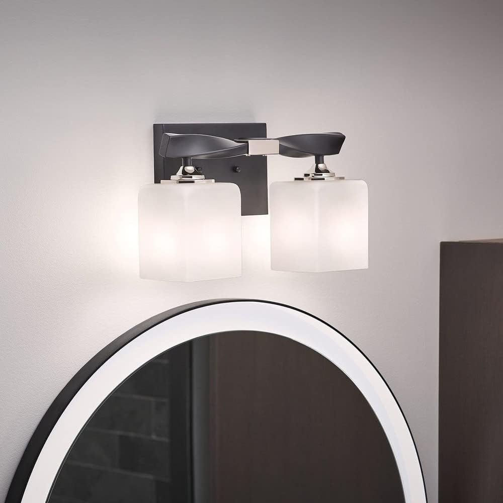 KICHLER Marette 13.5 ' 2 Light Vanity Light with Satin Etched Cased Opal Glass in Brushed Nickel