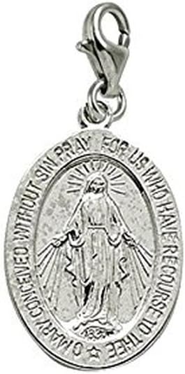 Miraculous Medal Charm with Lobster Claw Clasp, Charms for Bracelets and Necklaces