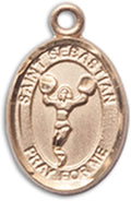 Bonyak Jewelry 14k Yellow Gold St. Sebastian/Cheerleading Medal, Size 1/2 x 1/4 inches - Catholic Inspirations