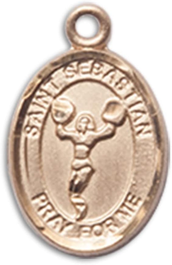 Bonyak Jewelry 14k Yellow Gold St. Sebastian/Cheerleading Medal, Size 1/2 x 1/4 inches - Catholic Inspirations