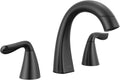 Delta Arvo Matte Black Bathroom Faucet with Sprayer, 8 Inch 3 Hole Widespread Bathroom Sink Faucet with Pull Out Sprayer, Push-Pop Drain, Matte Black 35840LF-BLPD