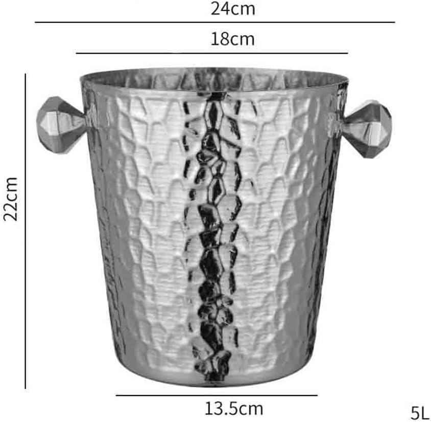 Ice Bucket Champagne Beer Wine Chilling Bucket Large Capacity Ice Pellet Bucket Ice Bucket Household Stainless Steel Ice Bucket Beverage Tub(Gold)