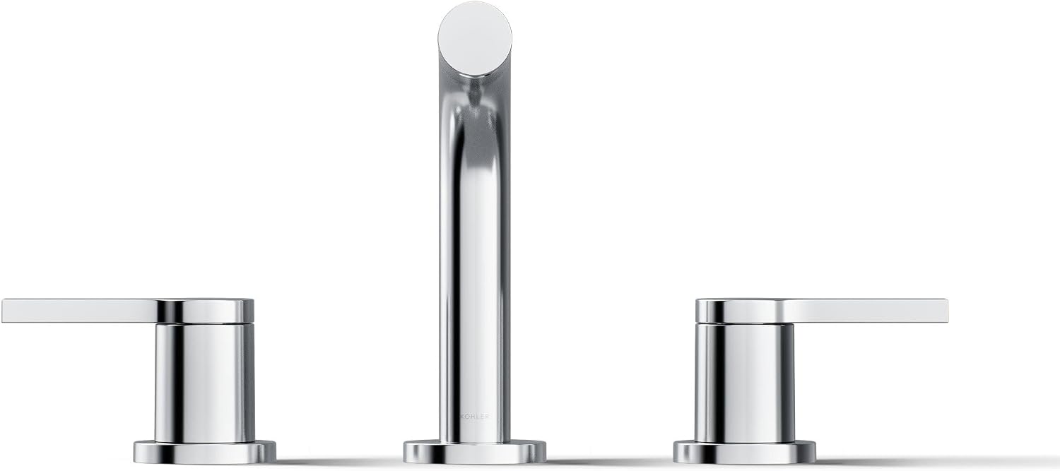 KOHLER K-33592-4K-CP Elate® Widespread Bathroom Sink Faucet, Durable Brass Bathroom Faucets, Sleek Finish, 1.0 GPM, Polished Chrome