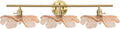 3 Light Bathroom Vanity Lighting, Gold Brass Wall Mount Light with Amber Flower Petal Glass Shade, Mid Century Vanity Lights Over Mirror for Living Room Hallway