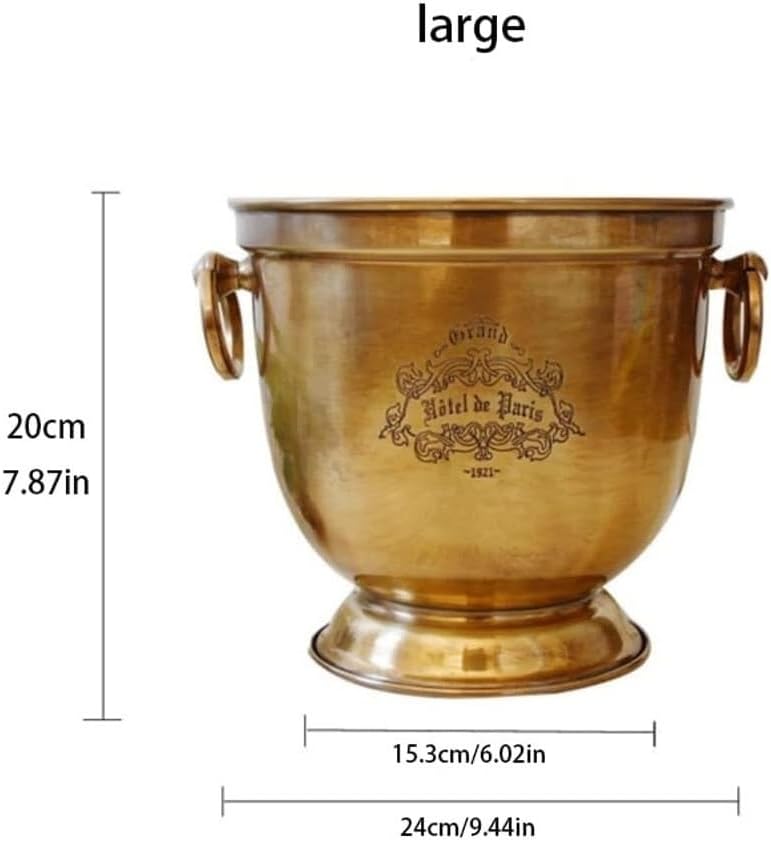Ice Bucket Modern ice Bucket Ice Bucket Brass Thickened Material Luxury Vintage Wine Barrels, Champagne Barrels Bar Chilling Beer for Kitchen (Color : Large - Without Ice Clip)