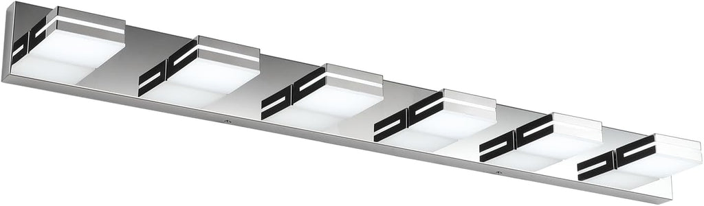 SineRise LED Modern Bathroom Vanity Light Fixtures (6-Light, 48-Inch, Dimmable), Chrome Modern Acrylic Bathroom Wall Lighting Fixtures Over Mirror (Cool White 6000K)