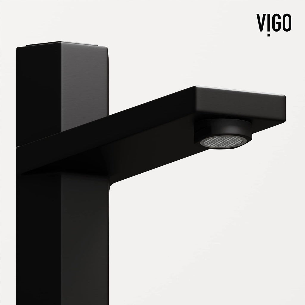 VIGO Nova Single-Handle Single-Hole Mount Vessel Bathroom Sink Faucet, 10-Inch, Matte Black, Modern Design, Solid Brass, 1.2 GPM WaterSense & Ceramic Disc Valve, Corrosion-Resistant