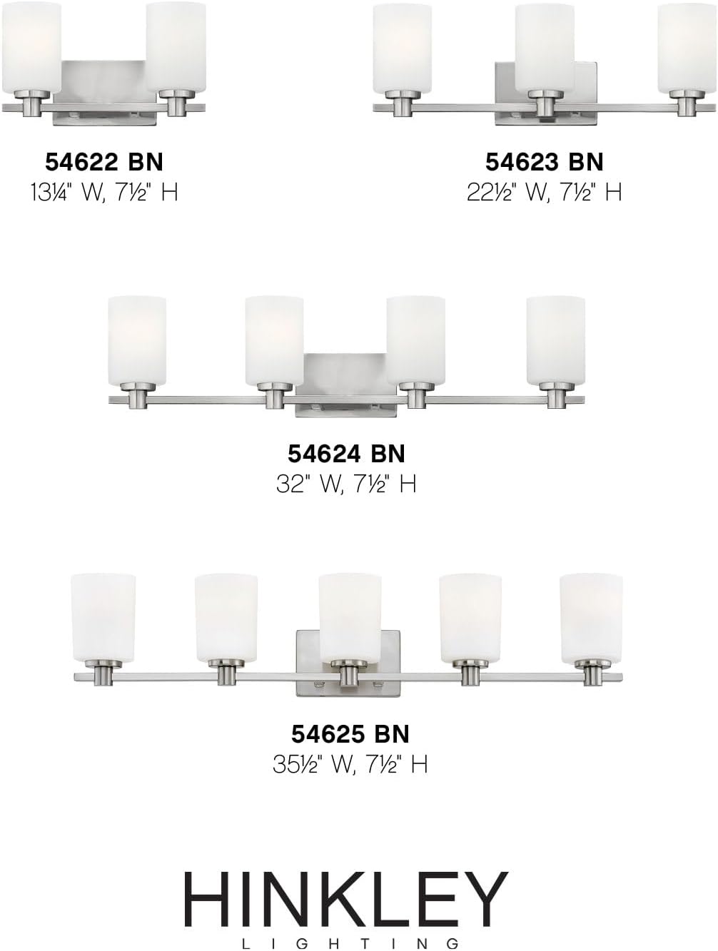 Hinkley Karlie Transitional Three Light Bathroom Vanity Fixture, Brushed Nickel