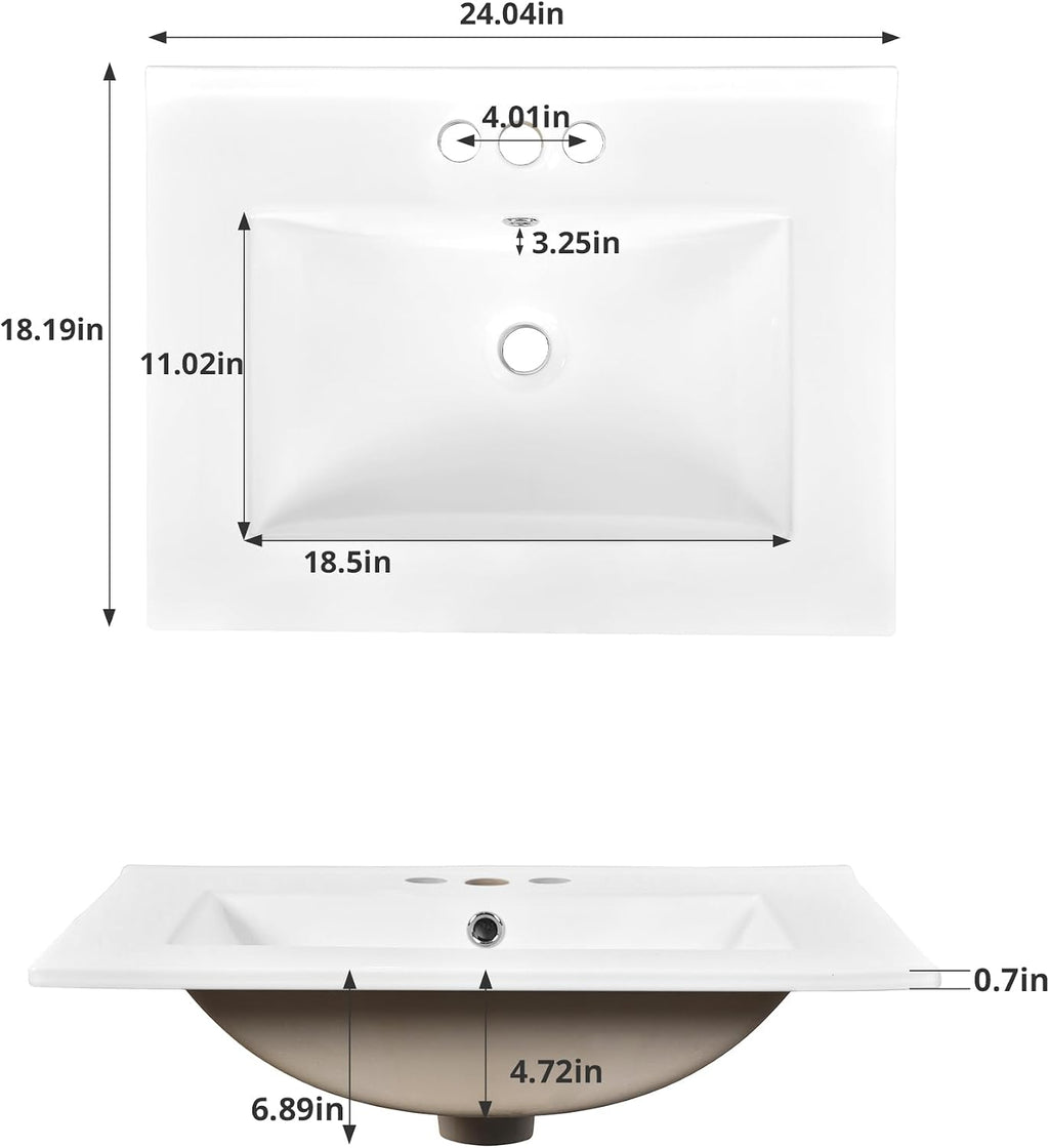 Virubi 24 Inch Bathroom Vanity with Single Sink Combo Set, Modern Bathroom Storage Cabinet with Double Soft Closing Doors, Solid Wood Frame Bathroom Vanities.
