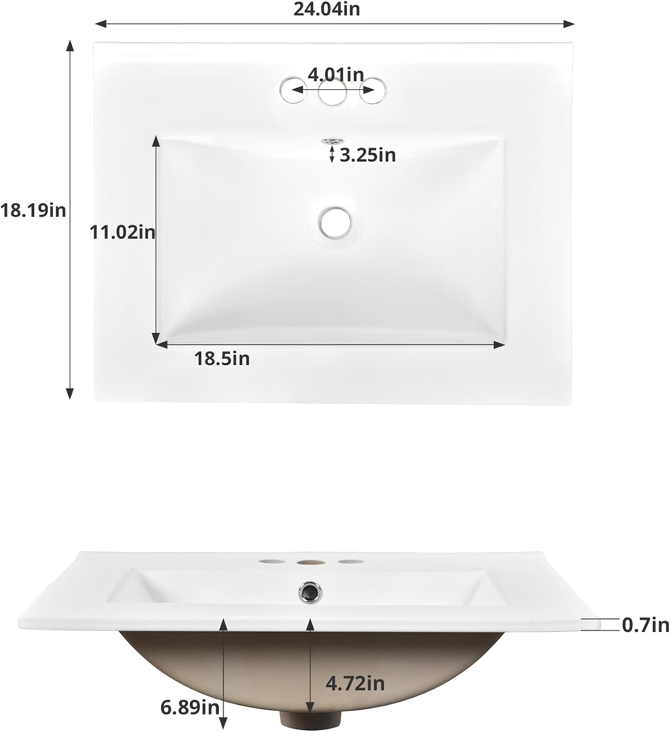 Virubi 24 Inch Bathroom Vanity with Single Sink Combo Set, Modern Bathroom Storage Cabinet with Double Soft Closing Doors, Solid Wood Frame Bathroom Vanities.