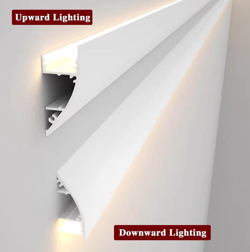 Crown Moulding LED Indirect Lighting Crown Molding, Aluminum Linear Lighting Channel for Wall Ceiling Edge, Living Room Office LED Diffuser Strip Cornice Track(Black,1.5 m(5ft))