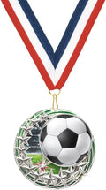 Wilson Trophy 2.25' Star Blast Silver Soccer Medal with Custom Engraving - Includes Patriotic Neck Ribbon - Ideal for Team, League, and Season Awards