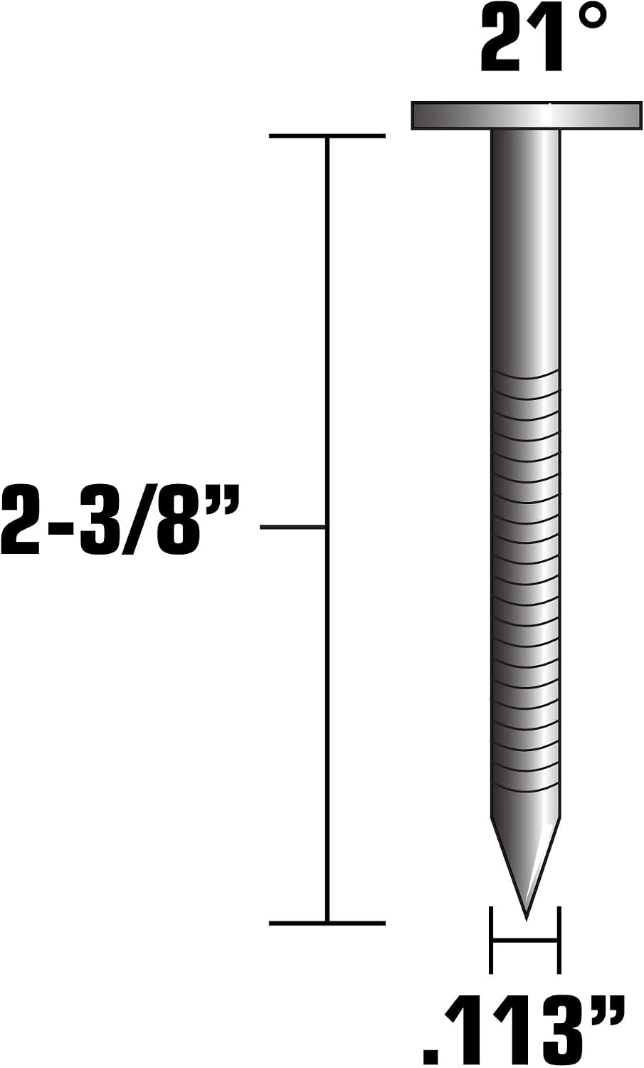 Metabo HPT Framing Nails | 2-3/8-Inch x .113 | Ring Shank | 21 Degree | Full Round Head | 5,000 Count | 10161HPT