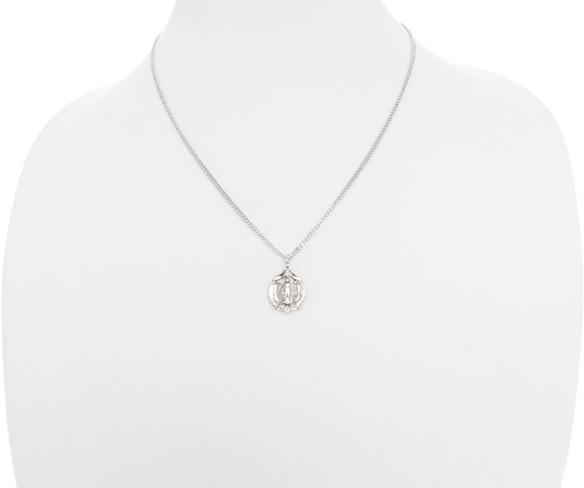 Heartland Girl's Sterling Silver Scroll Ribbons Miraculous Medal USA Made + Chain Choice