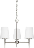 Generation Lighting 3140403-962 Driscoll Three Light Chandelier, Brushed Nickel Finish, 300 Total Watts, 16.75 Inch Height, 20.5 Inch Diameter, Steel Construction