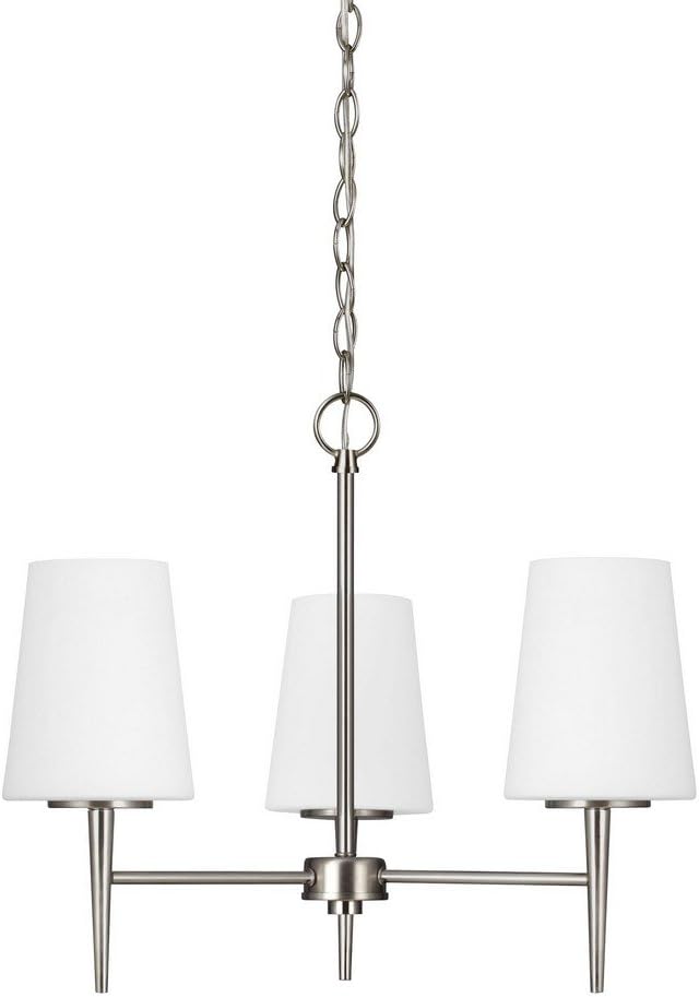 Generation Lighting 3140403-962 Driscoll Three Light Chandelier, Brushed Nickel Finish, 300 Total Watts, 16.75 Inch Height, 20.5 Inch Diameter, Steel Construction