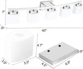 5-Light Modern Chrome Vanity Light Fixture with White Glass Shade for Bathroom Over Mirror, 40 Inches