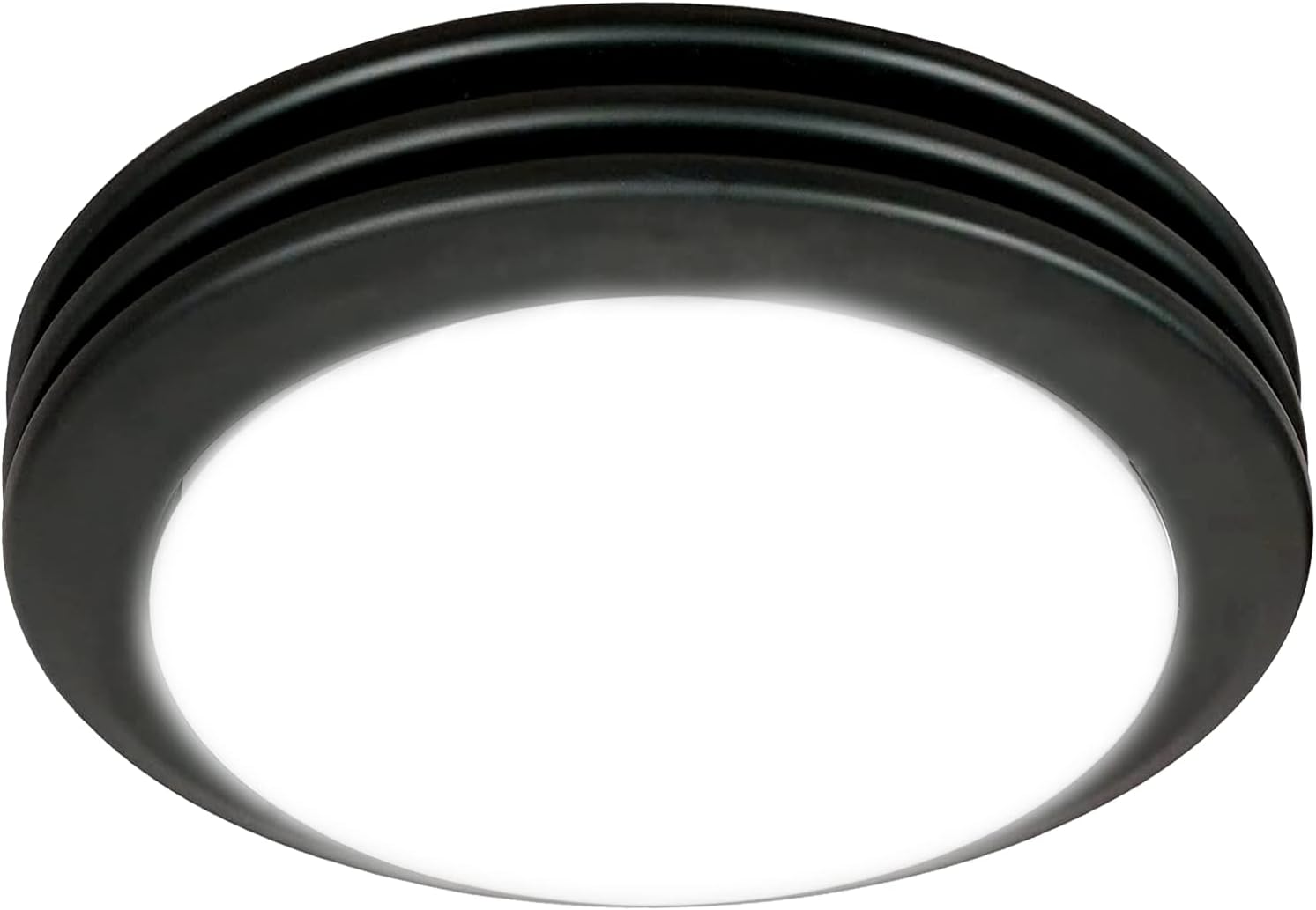 Akicon Ultra Quiet Bathroom Exhaust Fan with LED Light 80CFM 2.0 Sones Round Bathroom Ventilation Fan with Frosted Glass Cover Matte Black Finish (Matte Black)