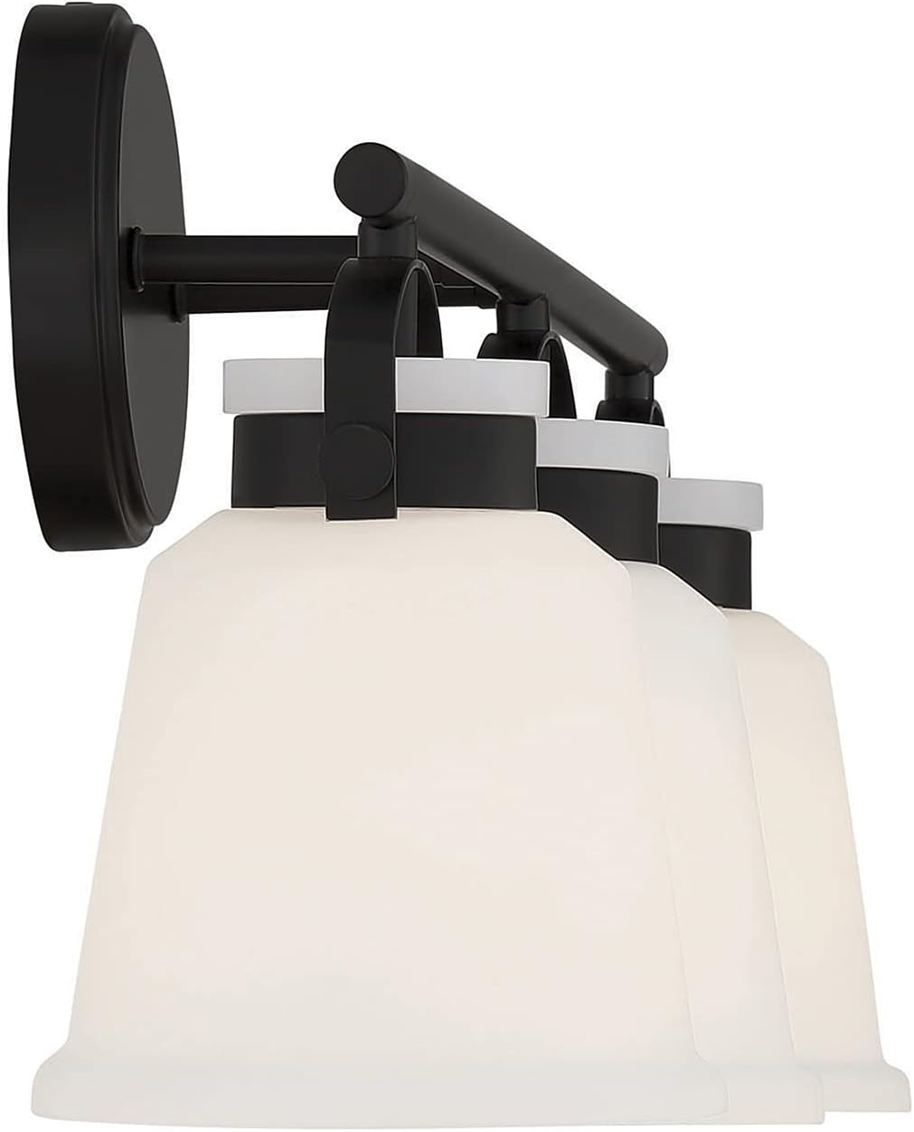 Savoy House 8-1627-3-BK Kaden Industrial Traditional White Opal Glass Bathroom Vanity Wall Light, 3-Light 180 Total Watts, 11' H x 26' W, Matte Black