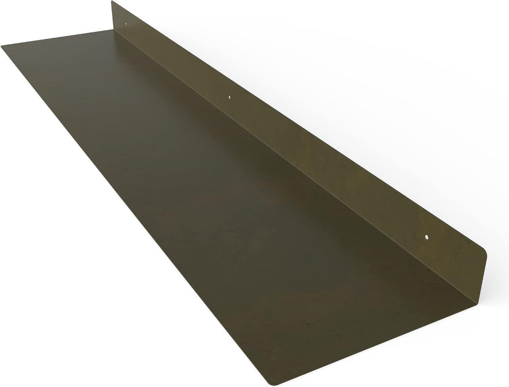 Linear Floating Shelf - Forged Raw Blackened Steel - Industrial Heavy Duty Metal Wall Mounted Modern Rustic Shelf - Made in The USA (36-inch x 8-inch)