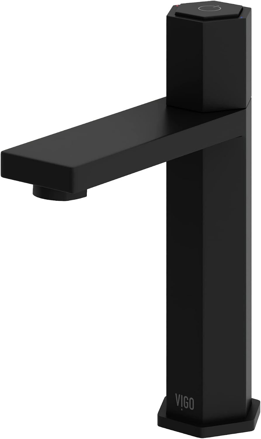 VIGO Nova Single-Handle Single-Hole Mount Bathroom Sink Faucet, 8-Inch, Matte Black, Modern Design, Solid Brass, 1.2 GPM WaterSense & Ceramic Disc Valve, Corrosion-Resistant