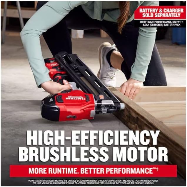 CRAFTSMEN V20 Brushless RP 3-1/4-in 30 -Degree Cordless Roundhead Framing Nailer (Battery Not Included and Charger Not Included)