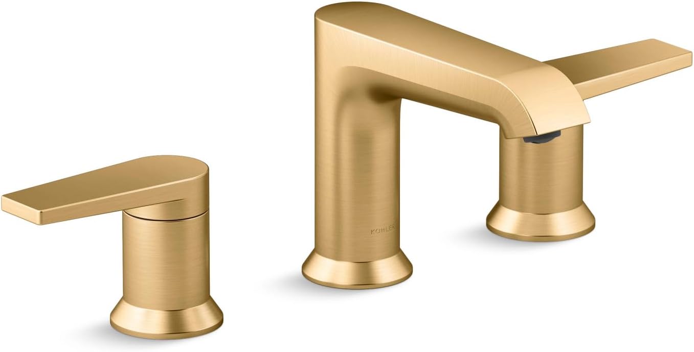 Kohler K-37893-4-2MB Hint® Widespread Bathroom Sink Faucet, Bathroom Faucets, 1.2 GPM, Vibrant Brushed Moderne Brass