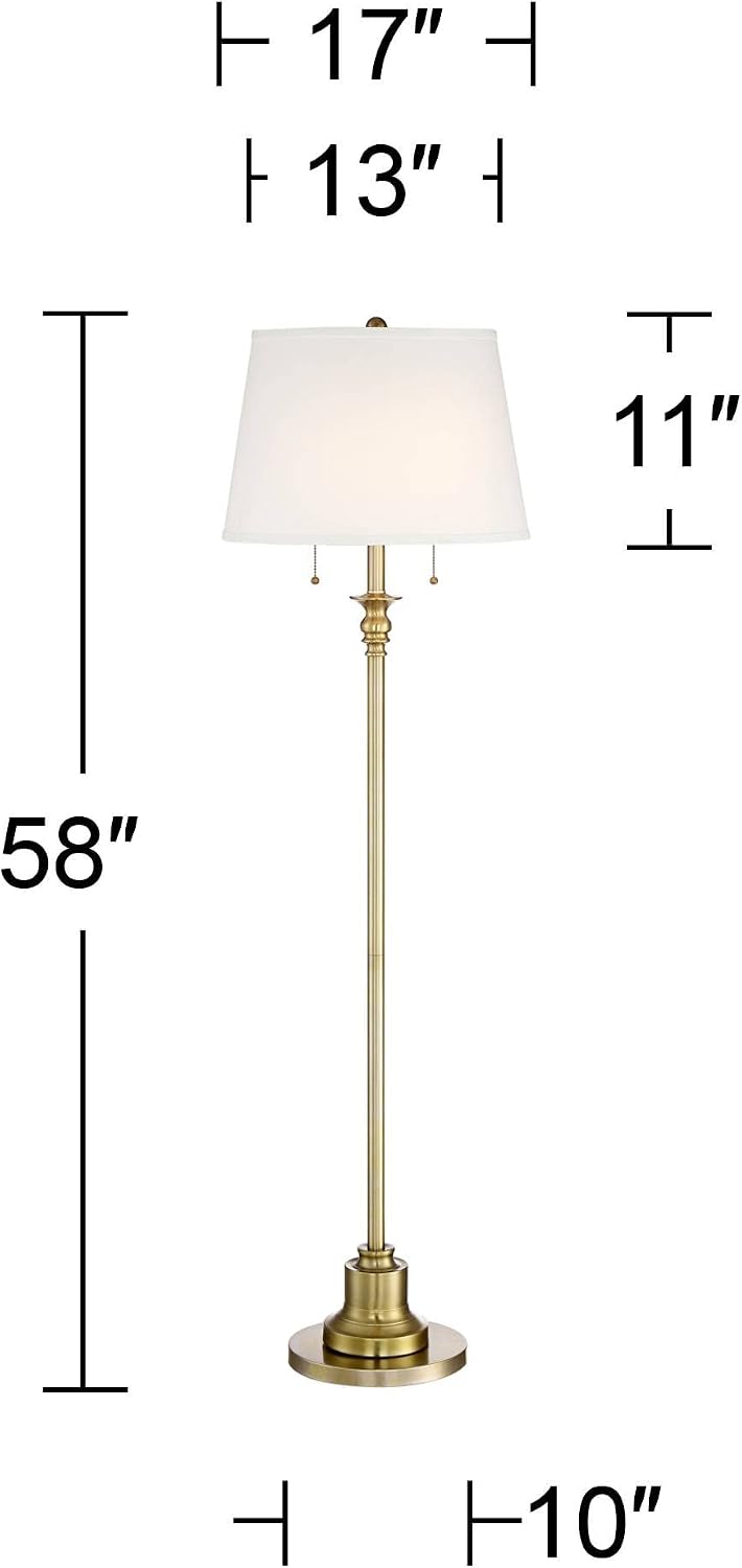 360 Lighting Spenser Traditional 58' Tall Standing Floor Lamps Set of 2 Lights Pull Chain Gold Metal Brushed Antique Brass Finish Living Room Bedroom House Reading Office Home Decor Entryway Dining