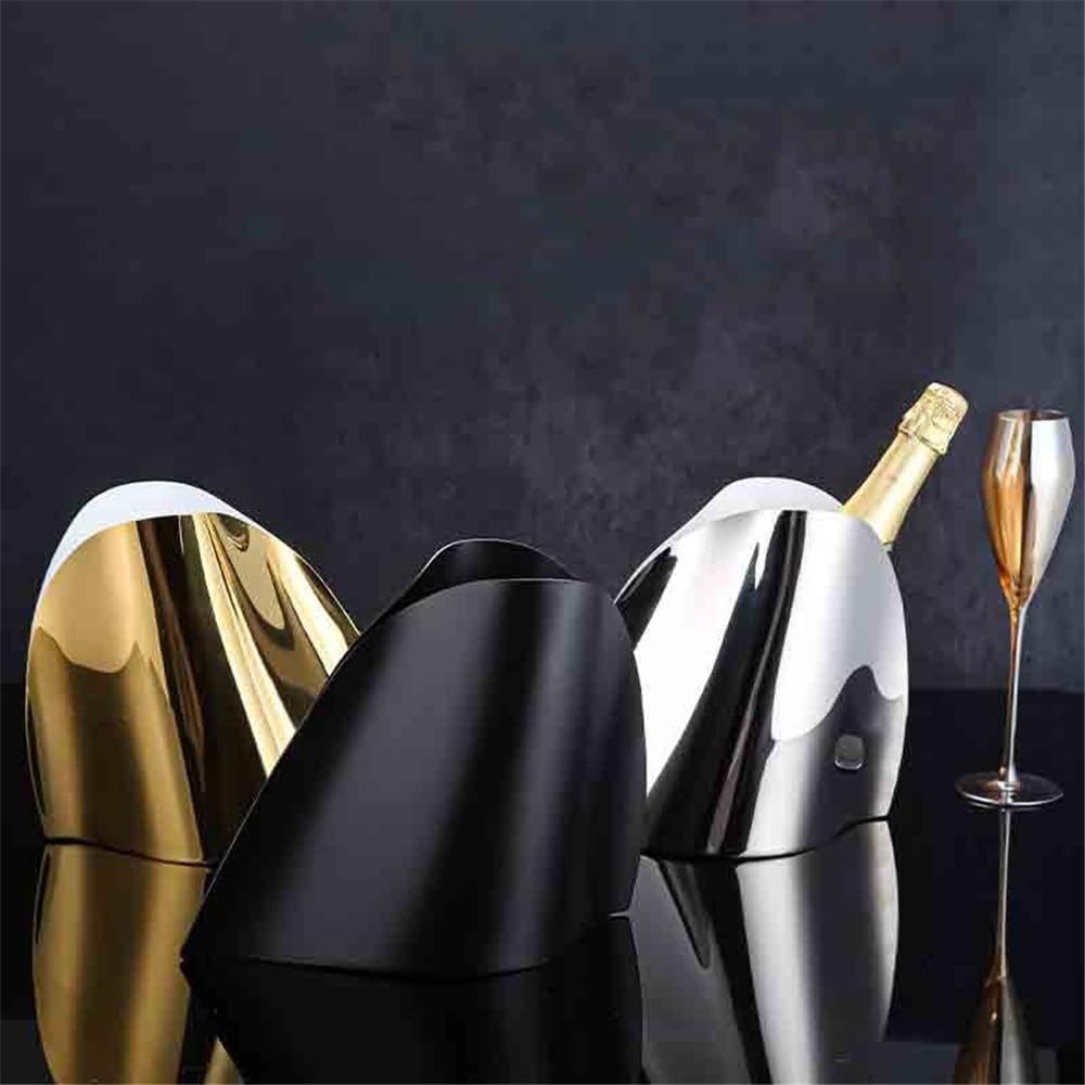 Ice Bucket Champagne Bucket Bar Stainless Steel Ice Pellet Bucket Drink Beer Wine Ice Bucket Bar Ice Bucket Beverage Tub(Gold)