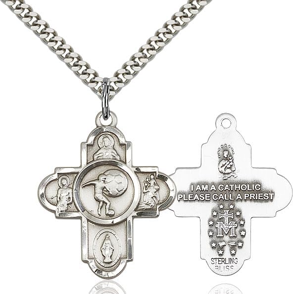 Sterling Silver 5-Way Soccer Medal.