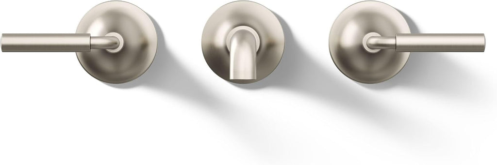 Kohler T26439-4-BN Tone Wall-Mount Bathroom Sink Faucet Set, Bathroom Faucet with Two Lever Handles, Vibrant Brushed Nickel