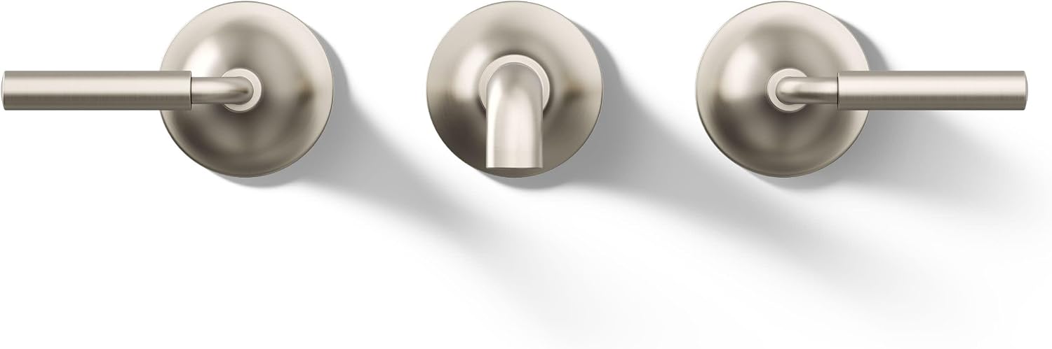 Kohler T26439-4-BN Tone Wall-Mount Bathroom Sink Faucet Set, Bathroom Faucet with Two Lever Handles, Vibrant Brushed Nickel