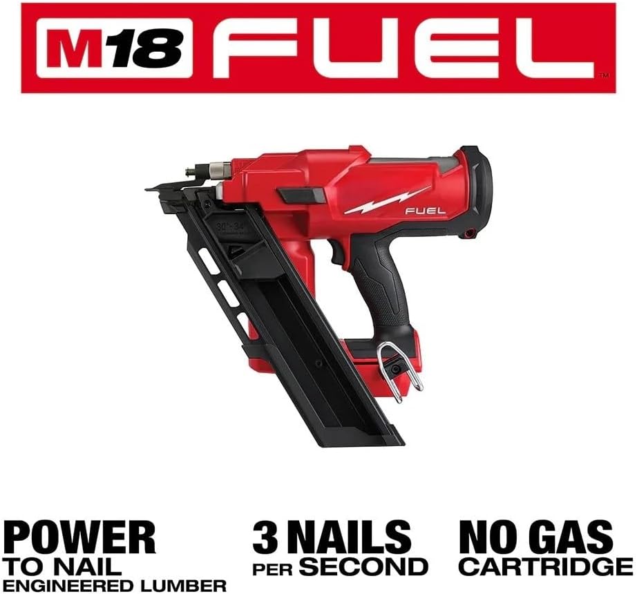 2745-20 for Milwaukee M18 FUEL 30-Degree Cordless Framing Nailer Length 14.1 in Width 4.7 in Height 15.2 in - Red