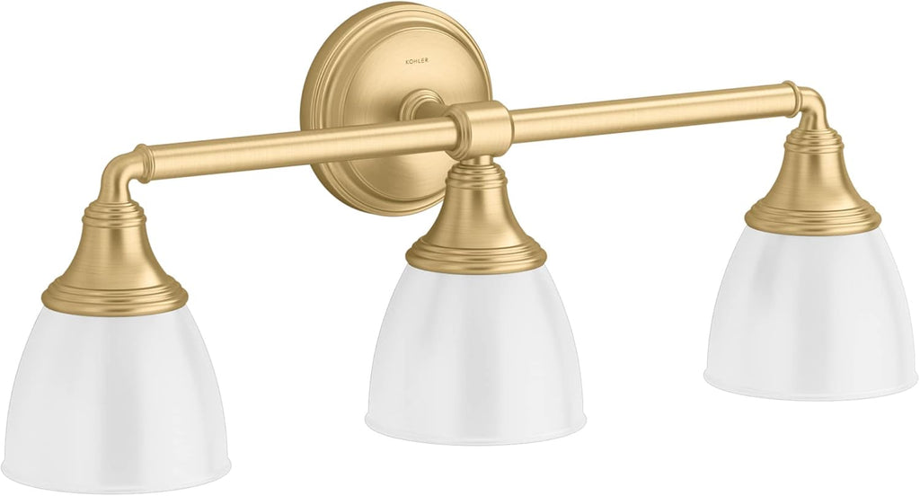 Kohler Devonshire Bathroom Vanity Light Fixture, Wall Sconce Lighting, Position Facing Up or Down, UL Listed, 3 Light, Polished Chrome