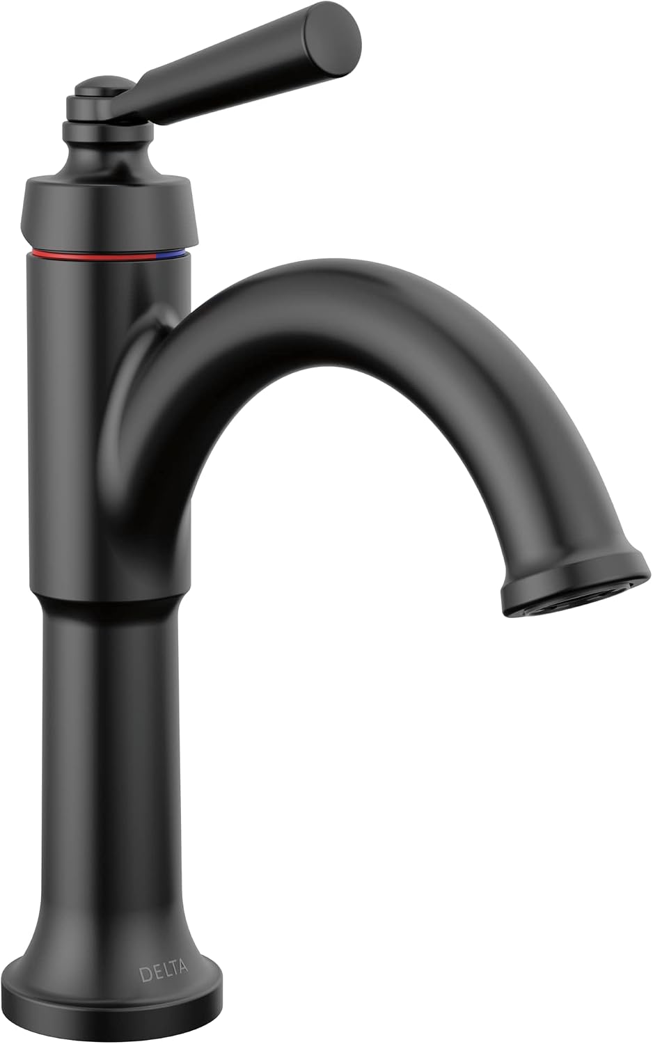 Delta Faucet Saylor Matte Black Bathroom Faucet, Single Hole Bathroom Faucet, Single Handle Bathroom Sink Faucet Black, Diamond Seal Technology, Drain Assembly, Matte Black 535-BLMPU-DST