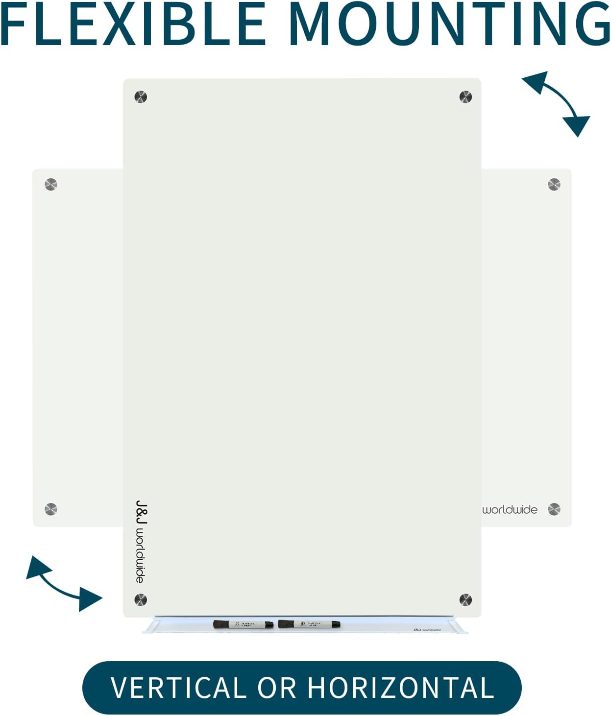 Magnetic Glass Whiteboard, Glass Dry Erase Board 4' x 3' White Surface, Glass White Board Frameless, Home School Supplies or Home Office Decor with Magnets, Markers, Eraser, Marker Tray