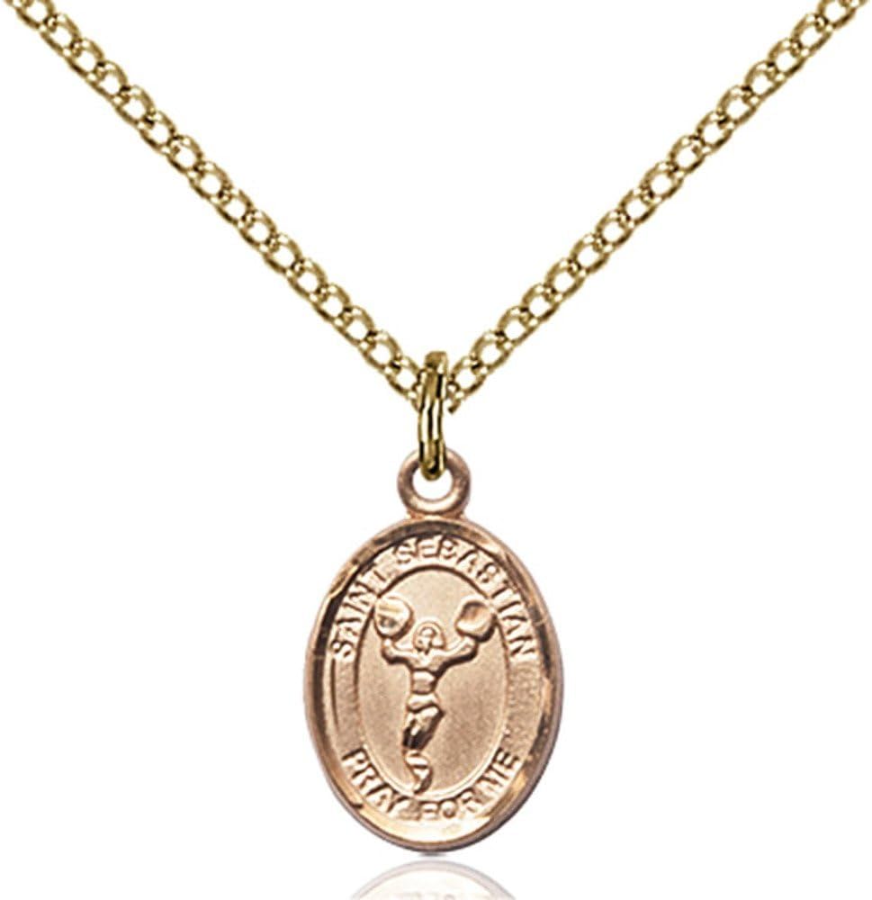 Bonyak Jewelry St. Sebastian - Cheerleading Hand-Crafted Oval Medal Pendant in 14kt Yellow Gold-Filled