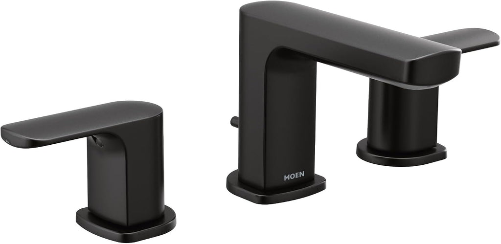 Moen Rizon Matte Black Two-Handle Widespread Bathroom Faucet, Valve Required, T6920BL