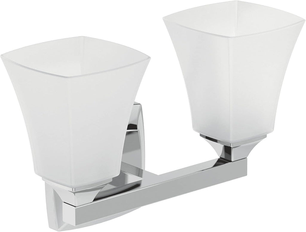 Moen Voss Chrome 2-Light Dual-Mount Bath Bathroom Vanity Fixture with Frosted Glass, YB5162CH