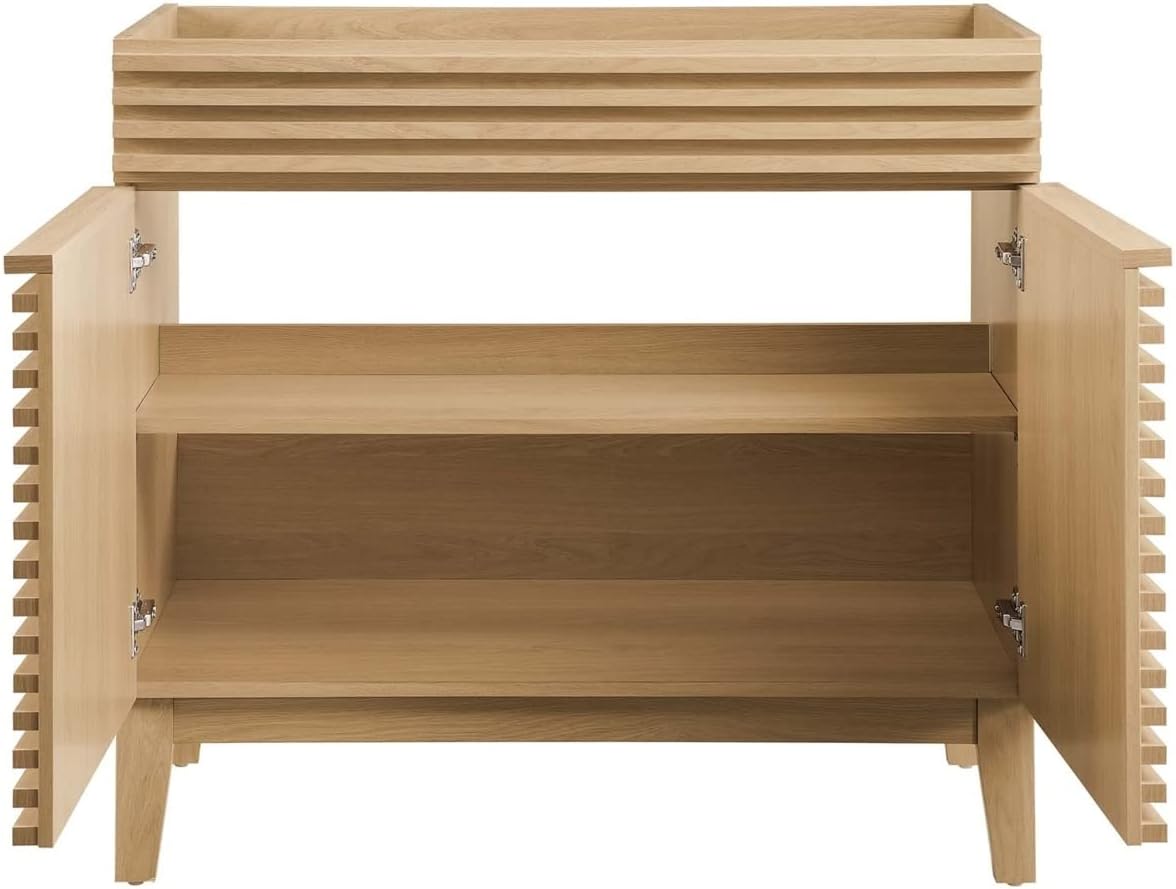Modway Render 36' Bathroom Vanity Cabinet in Oak - Sink Basin Not Included