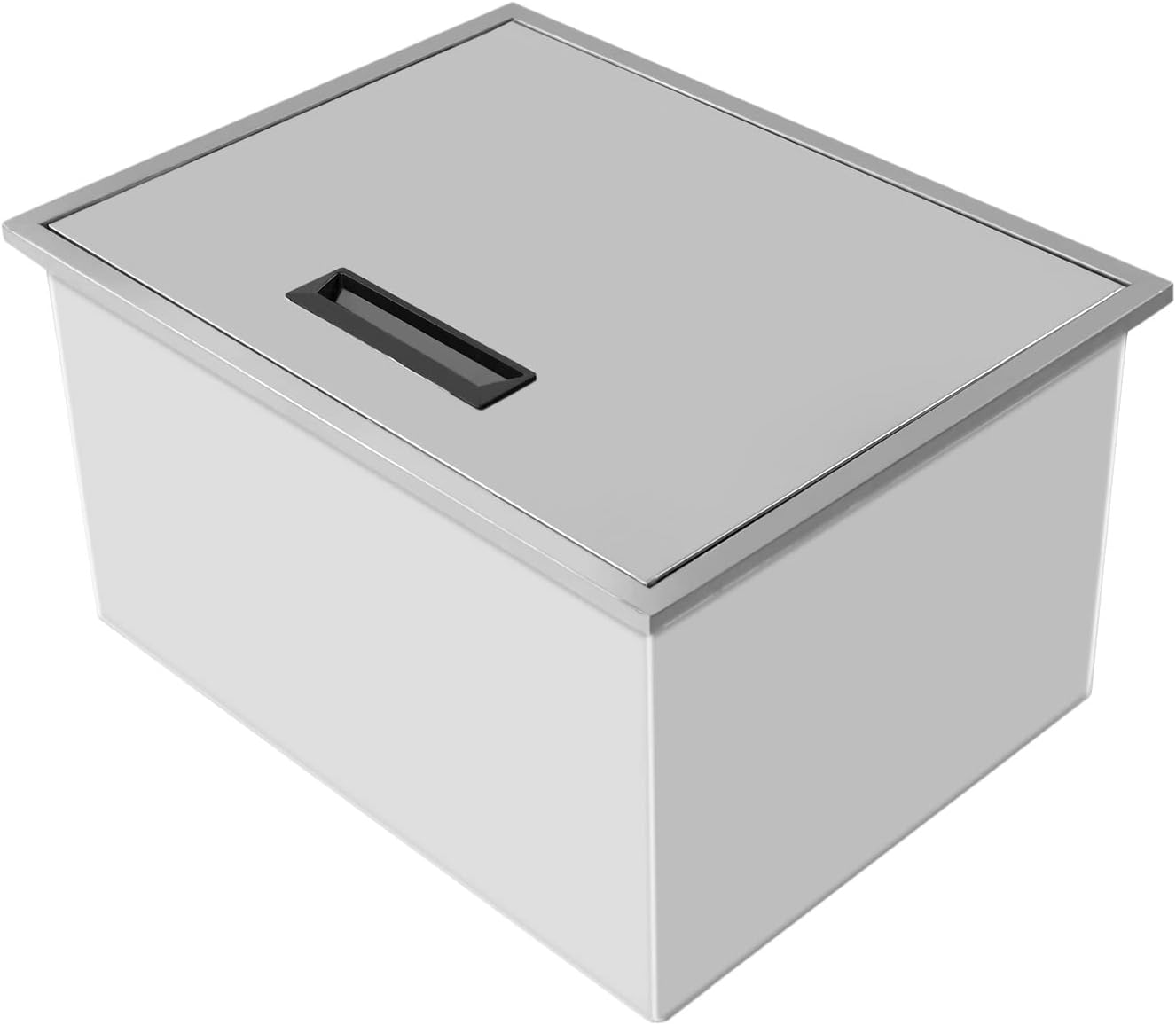 Drop-in Ice Chest, Stainless Steel Ice Cooler, Freestanding Ice Chest Outdoor Kitchen, Double-Walled & Built-in Foa, Foam Cooler With Lid, for Wine, Beer, Whiskey, Beer, Silver (23*17*12 in)