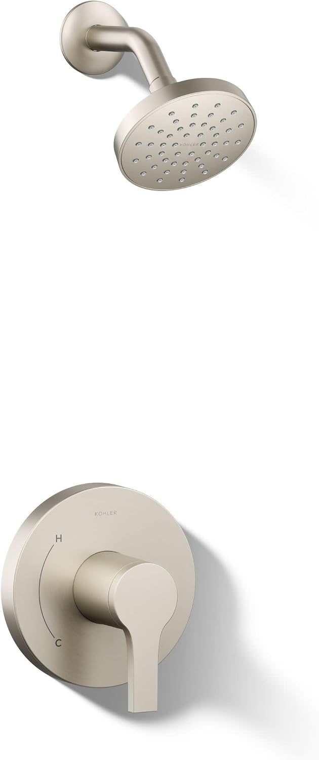 KOHLER TS35321-4G-BN, Elate Rite-Temp Shower Trim with Single Function 1.75 GPM Showerhead, Vibrant Brushed Nickel, Stylish Shower Upgrade, High Performance