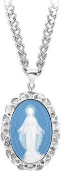 Light Blue Sterling Silver Cameo Miraculous Medal