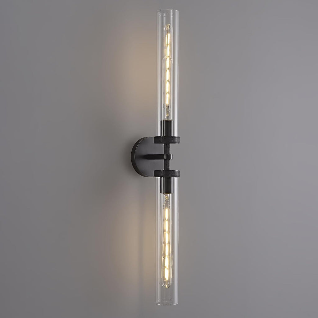30 inch Bathroom Sconce Hardwired, Modern Bathroom Wall Sconce 2 Lights Vantiy Sconce Bathroom Vanity Light,Black Sconce for Mirror, Living Room, Bedroom, Hallway (E26 Bulb Included)