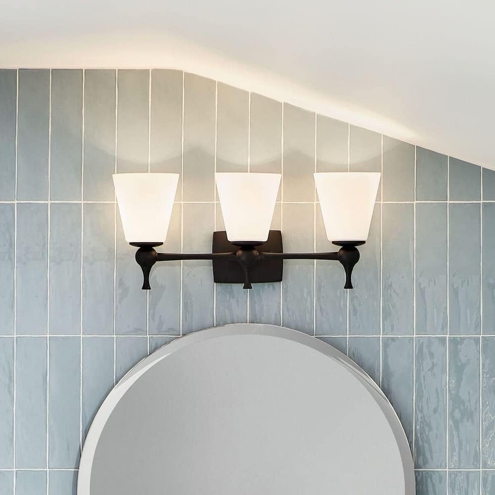 Kichler Cosabella 24 Inch 3 Light Vanity Light with Satin Etched Case Opal in Polished Nickel