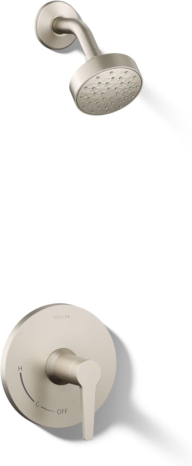 Kohler K-TS97077-4Y-BN Pitch Rite-Temp Shower Trim Kit, 2.5 GPM, Vibrant Brushed Nickel