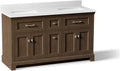 Kohler 29263-BD1-DAK Charlemont 60 in. Bathroom Vanity Cabinet with Sinks and Quartz top, Draper Oak